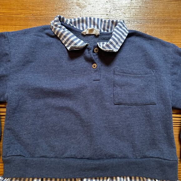 Jessica Simpson blue white striped layered collar sweater SIZE 5 - Picture 2 of 4